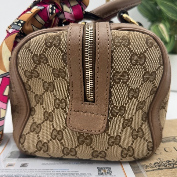 Gucci GG Canvas Boston Bag with Pink/Brown Web Stripe - Picture 5 of 8